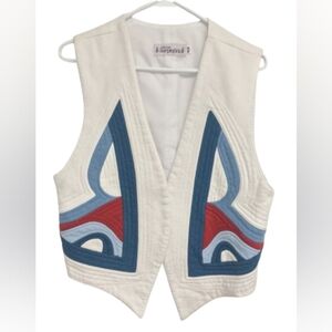 Collections Surpiqure vintage geometric quilted patchwork vest size M